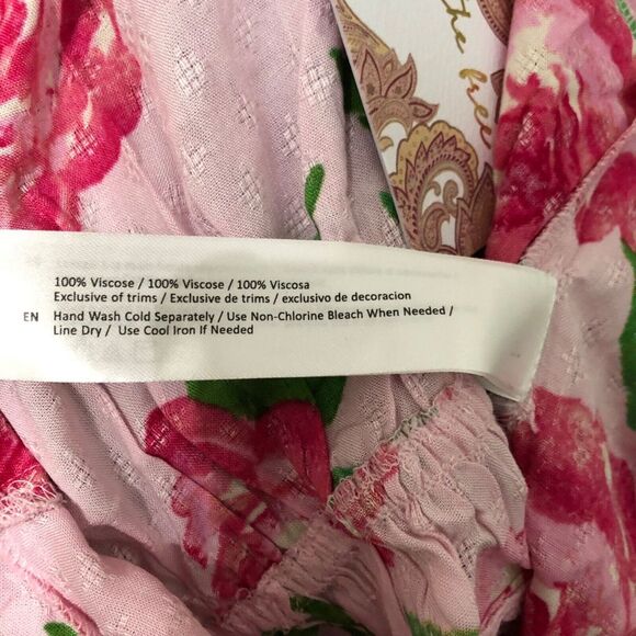 Band Of The Free Floral Blouse With Peplum Hem & Pom Pom Trim Size Small NWT - Picture 5 of 9